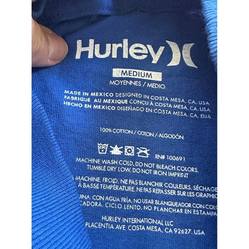 New Hurley Blue Red Skate Surf T Shirt Mens M NWT 100%‎ Cotton 0248 - Picture 6 of 9